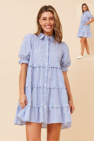 Jeanie Dress Blue Stripe
