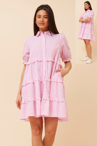 Jeanie Dress Pink Stripe