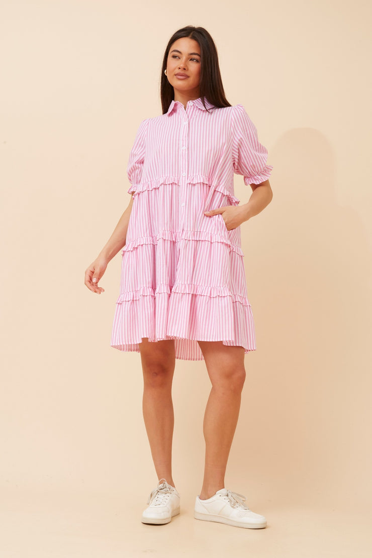 Jeanie Dress Pink Stripe