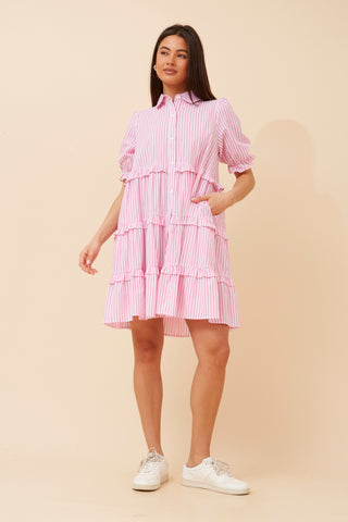 Jeanie Dress Pink Stripe