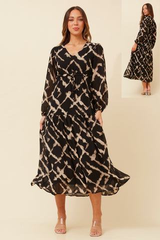 Addie Dress Multi beige/black