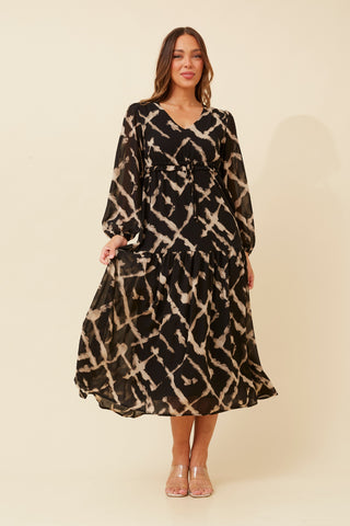 Addie Dress Multi beige/black