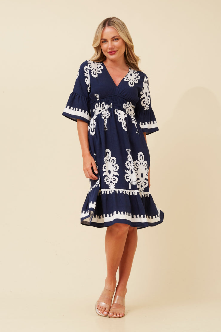 Izzy Dress Navy/White