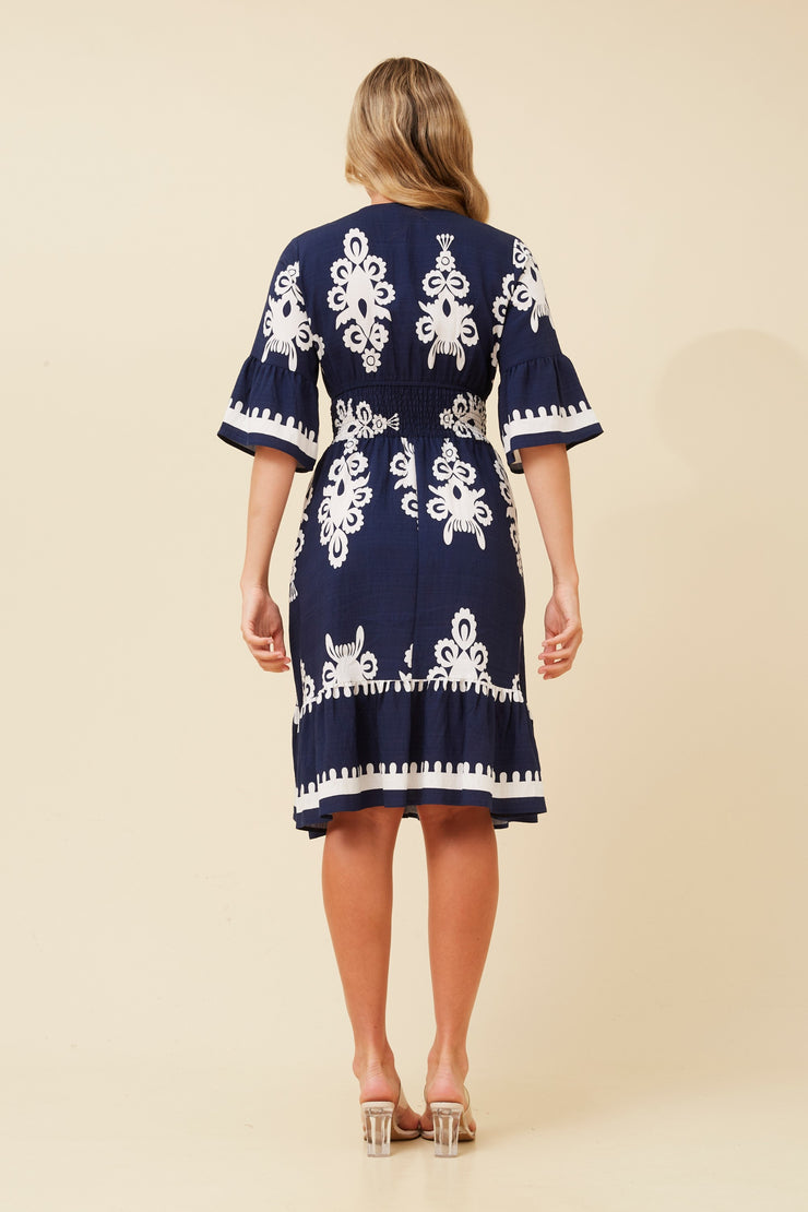 Izzy Dress Navy/White