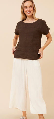 Judy Linen Top Chocolate