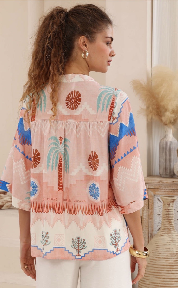 Leah Top Multi: Blue