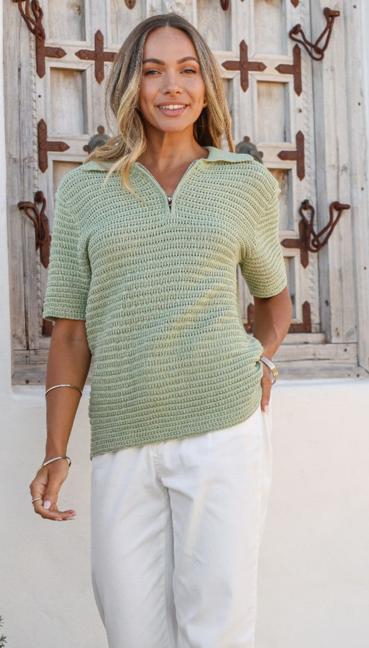 Talie Knitted Top Sage
