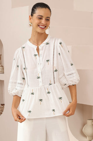 Helena top White/ Olive