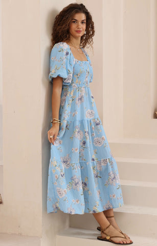 Bindy Dress Multi Blue