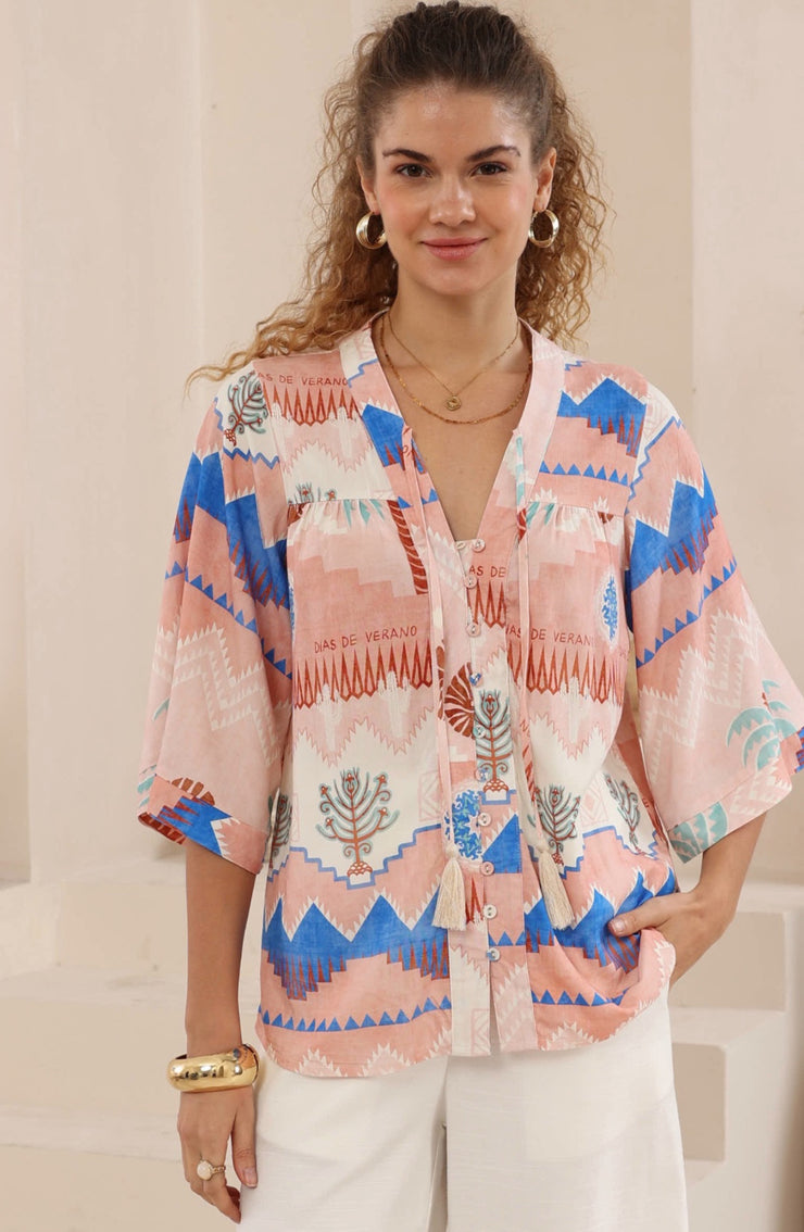 Leah Top Multi: Blue