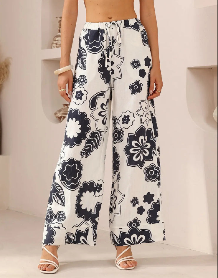 Natalie Pants Navy/White