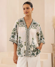 Joelene Top Multi Olive Green