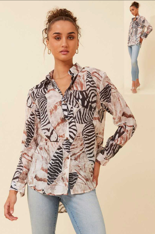 Miley Shirt Beige print