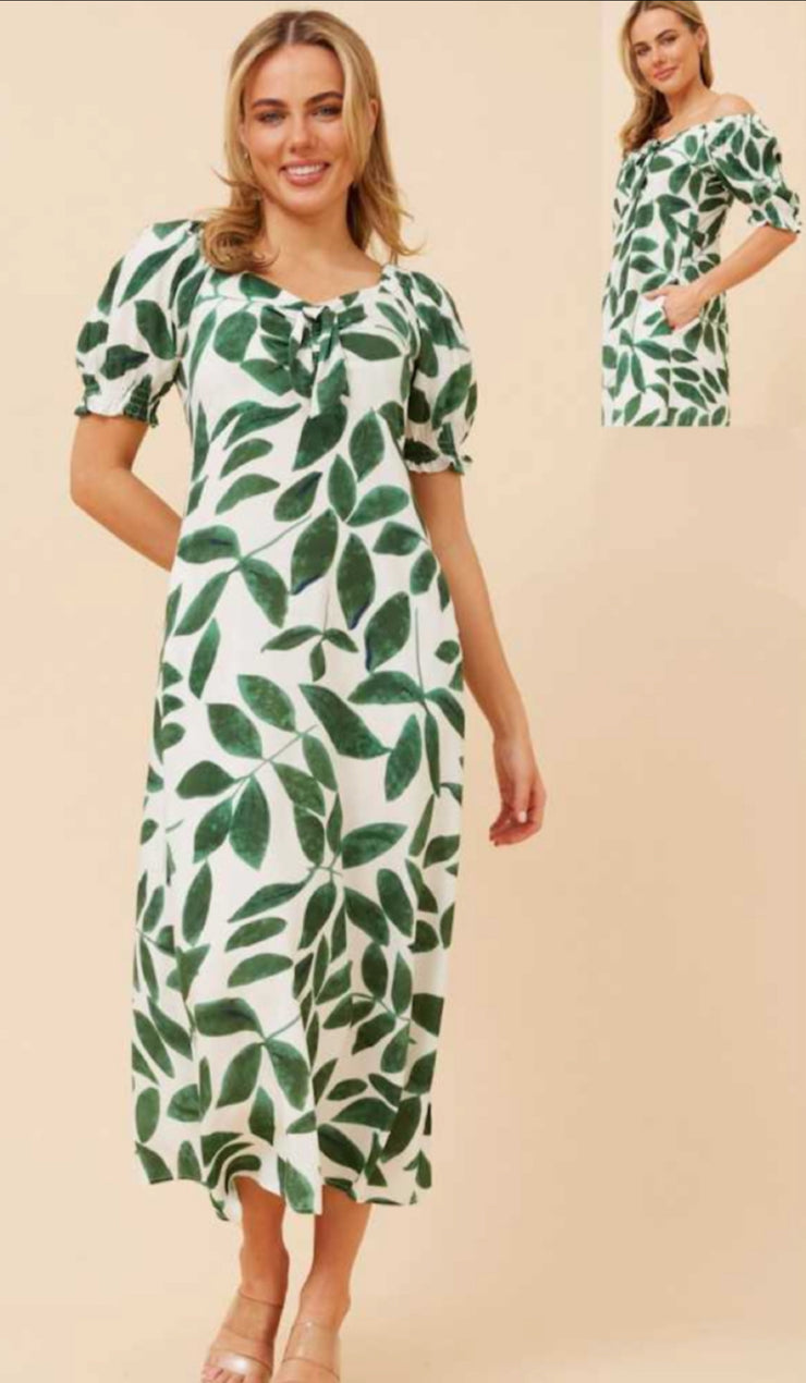 Faith Dress Green/White