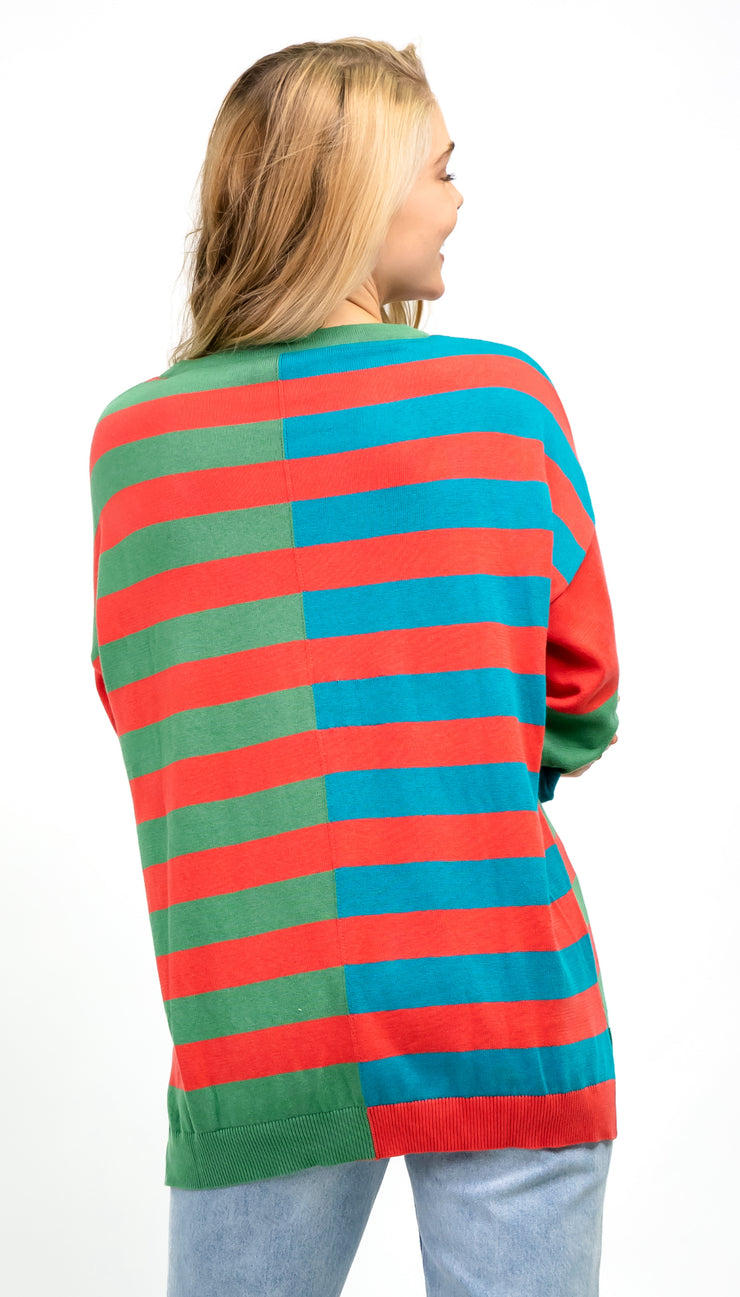 Rachel Knit Multi stripe Green/Blue