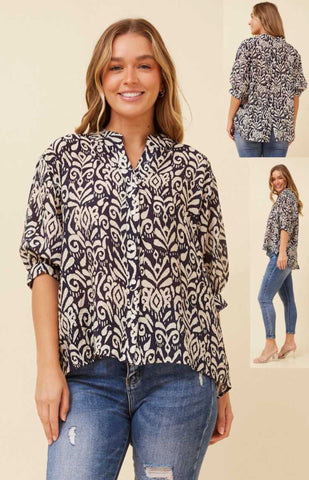Mellisa Shirt Navy/Beige