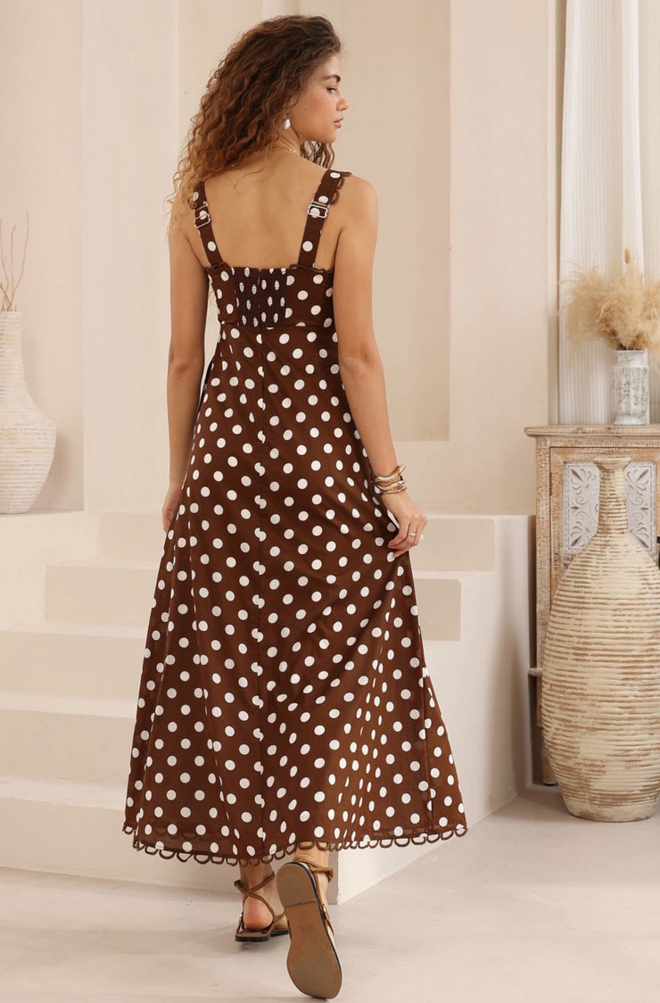 Gretta Dress Chocolate Spot