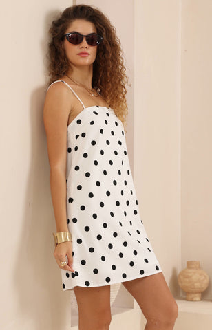 Tammy Dress White/Black spot