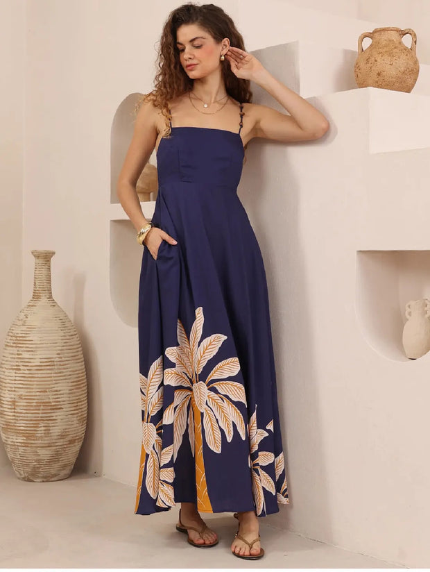 Tiffany Maxi Dress Navy/Mustard