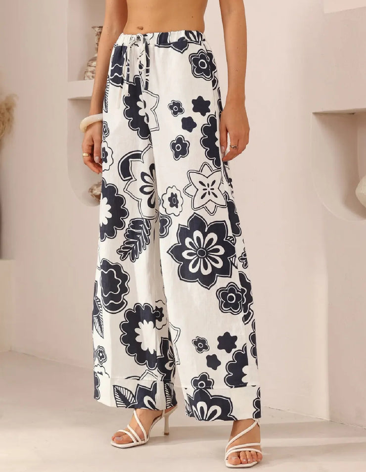 Natalie Pants Navy/White