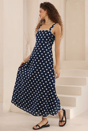 Gretta Dress Navy/White