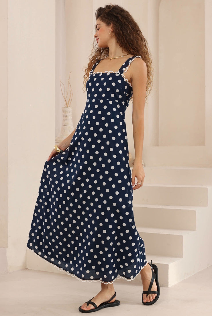 Gretta Dress Navy/White