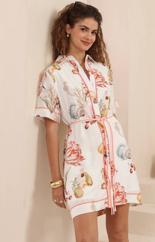 Pearl Dress White Print