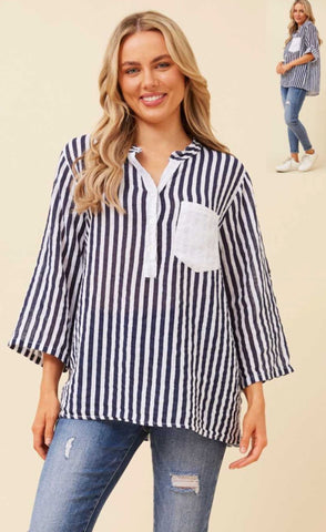 Harper Shirt Navy Stripe