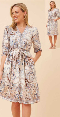 Joey Dress Multi Beige