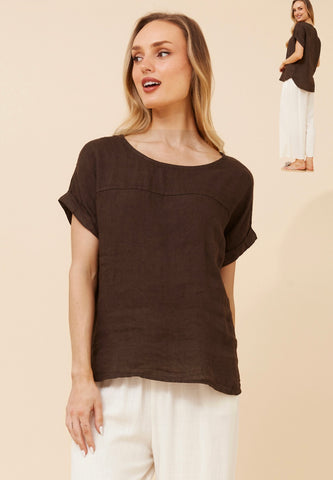 Judy Linen Top Chocolate