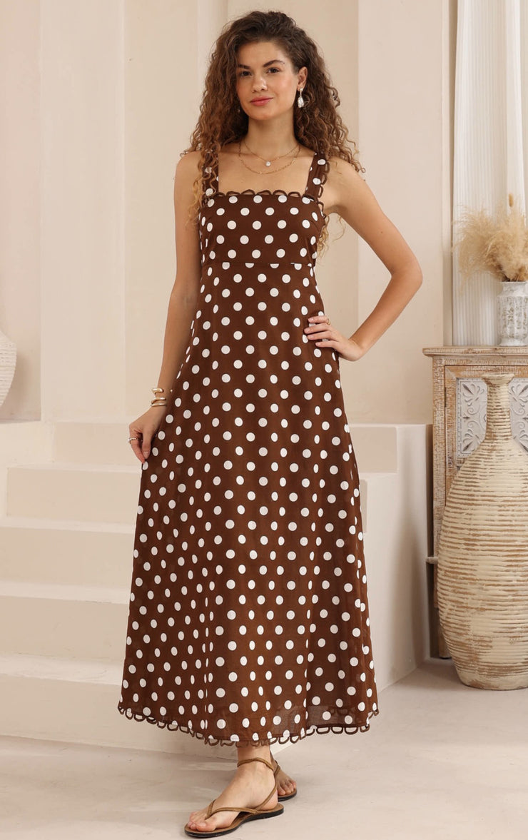 Gretta Dress Chocolate Spot