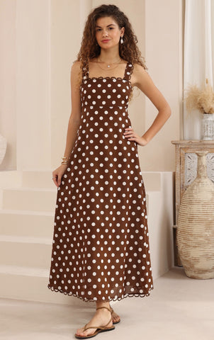 Gretta Dress Chocolate Spot