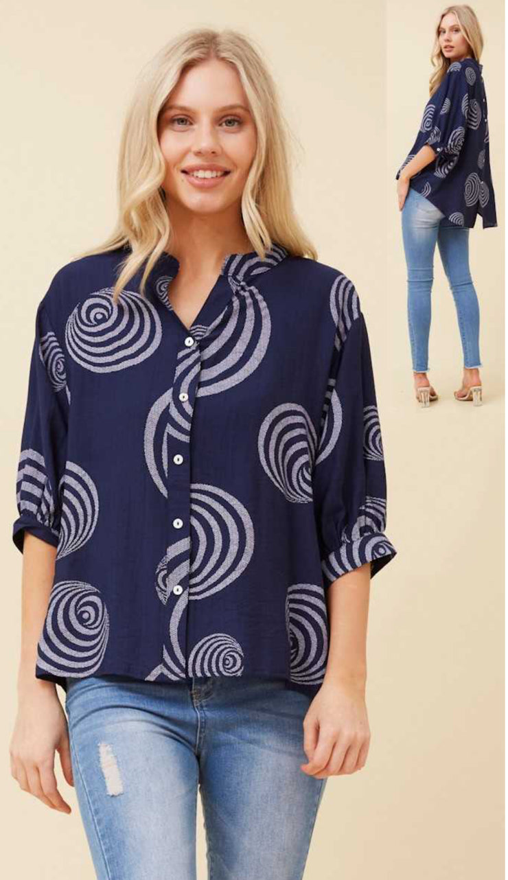 Mellisa Shirt Navy/White