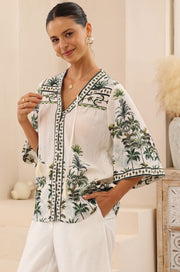 Joelene Top Multi Olive Green