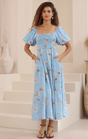 Bindy Dress Multi Blue