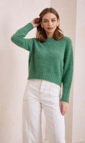 Mika Fuffy Knit Moss Green