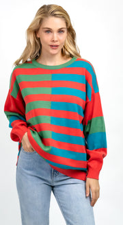 Rachel Knit Multi stripe Green/Blue