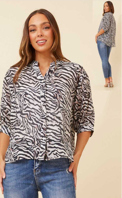 Mellisa shirt Black/White Animal print
