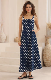 Gretta Dress Navy/White