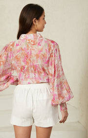 Odette Shirt Soft Pink and Coral floral