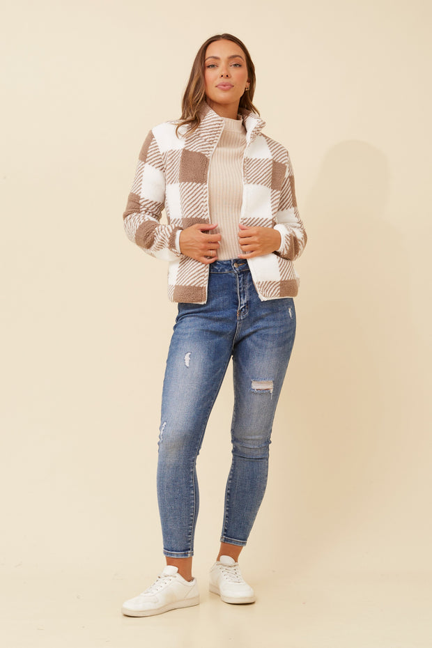 Teddy Jacket Mocca Check