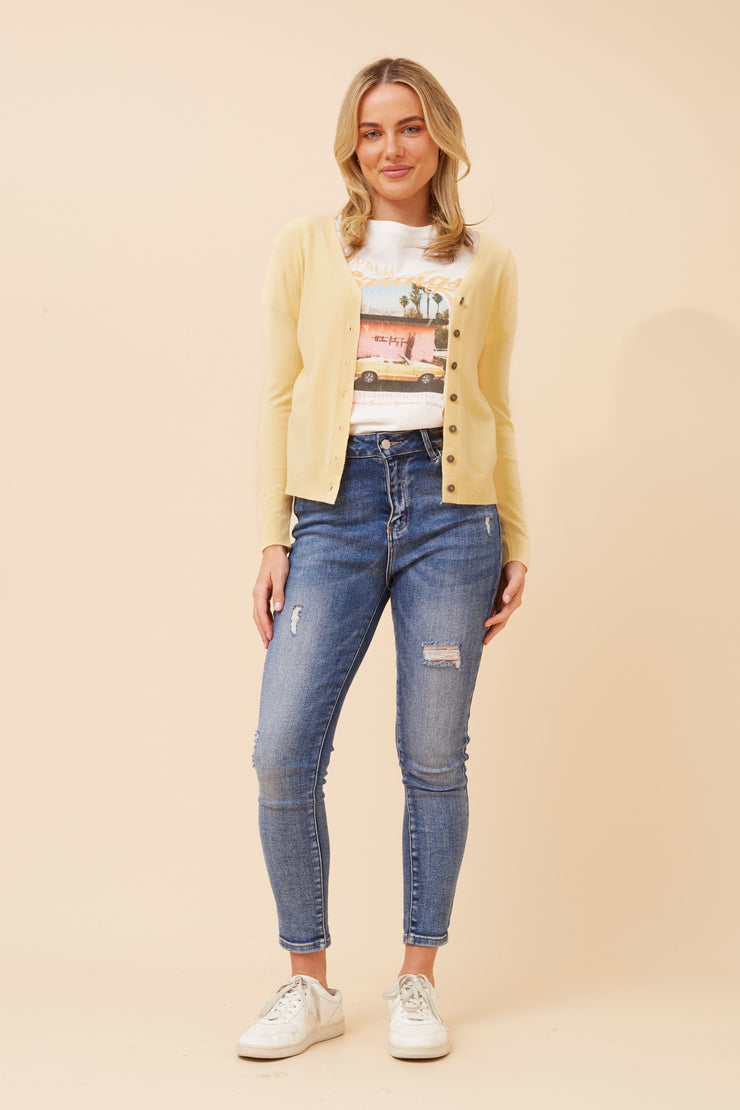 Tia knit cardigan Lemon