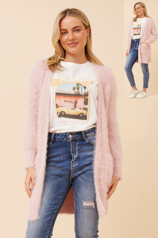 Betty Fluffy Cardigan Blush Pink