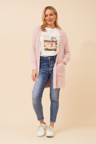 Betty Fluffy Cardigan Blush Pink