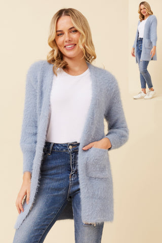Betty Fluffy Cardigan Skylight