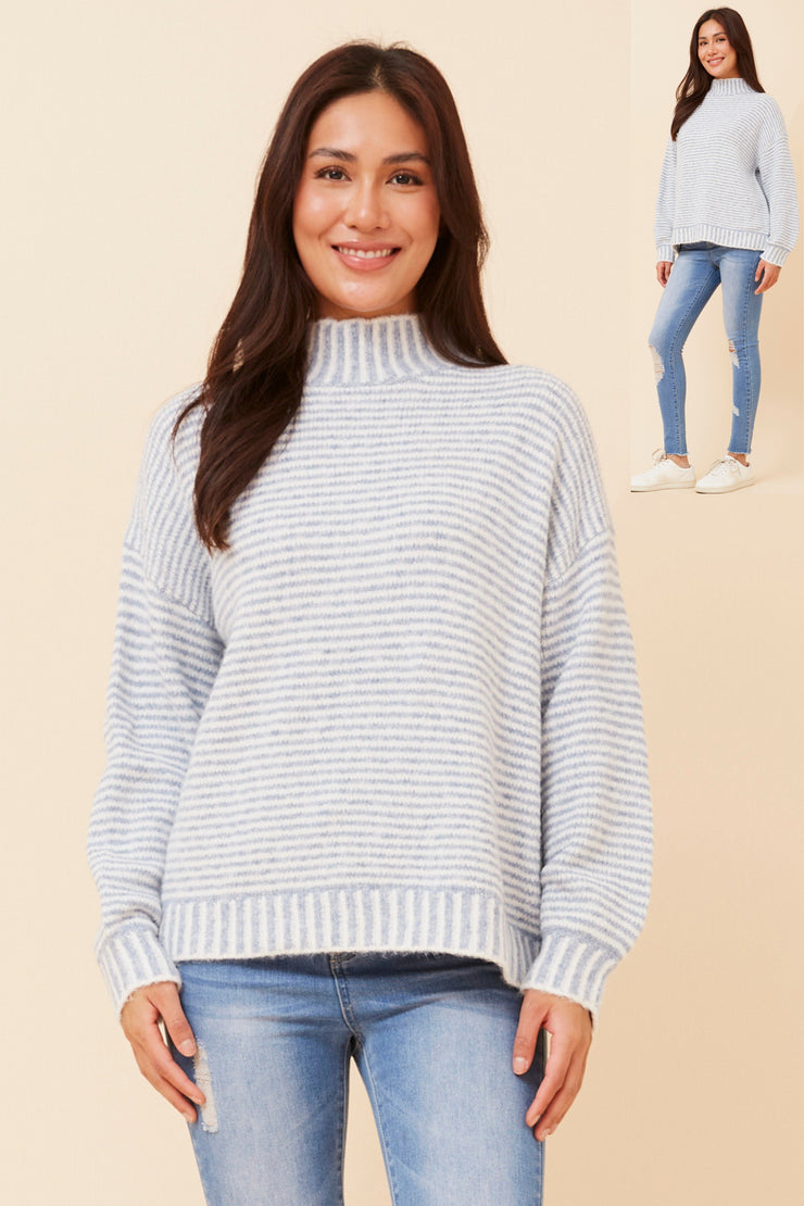 Marnie  Knit Pullover Blue