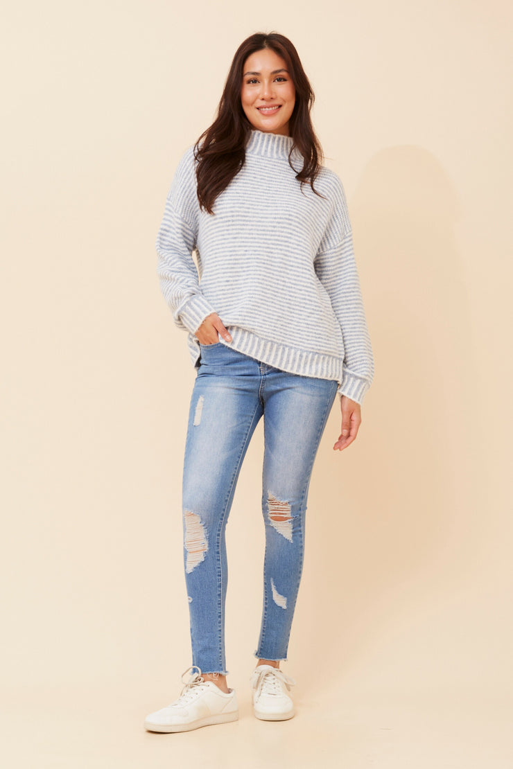 Marnie  Knit Pullover Blue