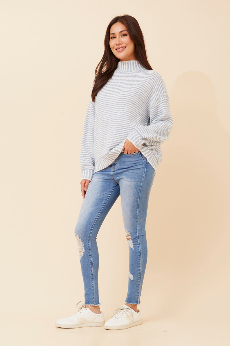 Marnie  Knit Pullover Blue