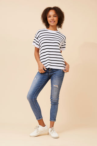 Angie Top Navy/White