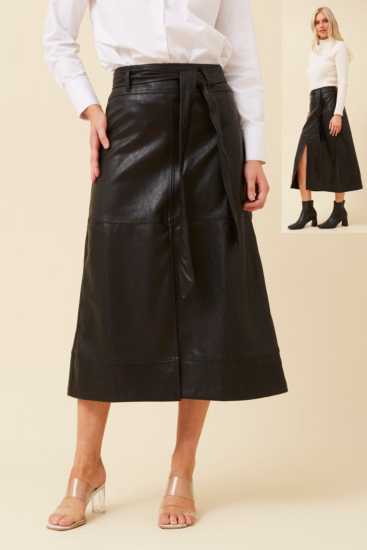 Sylvia Skirt Vegan Leather Skirt Black